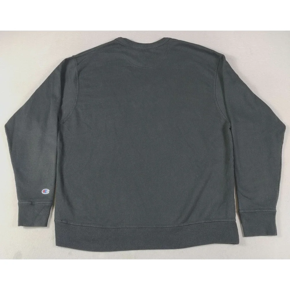 Champion Sweatshirt Mens XL Black Script Logo Fleece Pullover Crewneck Gym
